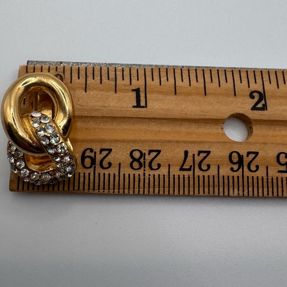 Vintage Signed Christian Dior Gold Tone Rhinestone Link Clip On | Designer - Picture 10 of 10